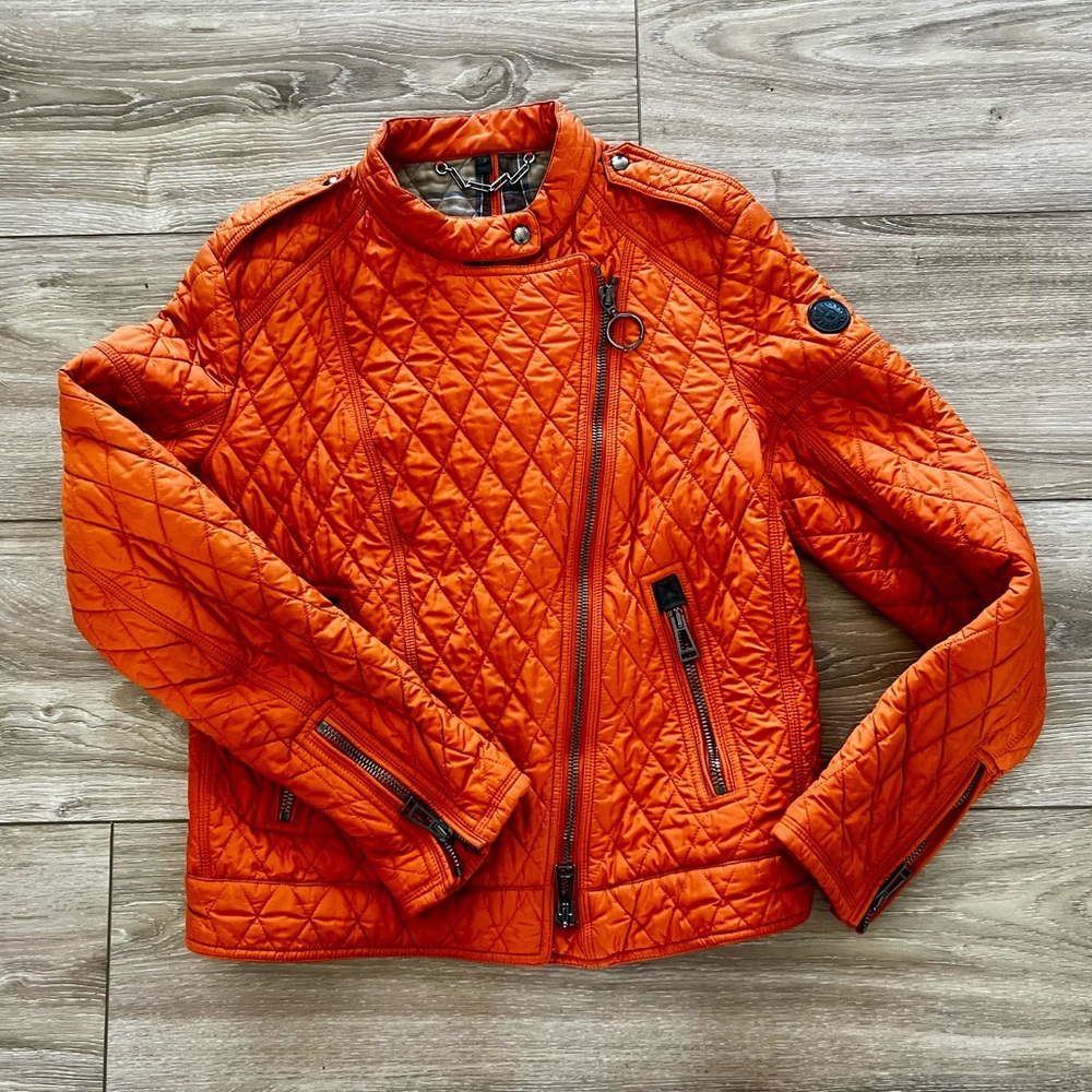Bold Quilted Orange Bomber Jacket - image 2
